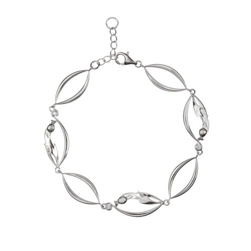 silver bracelet with thistle detailing 