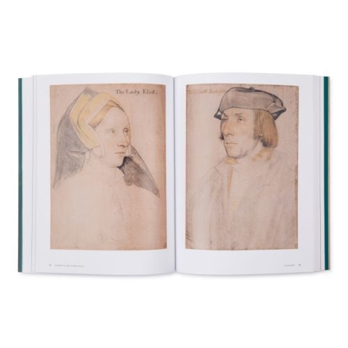 Front cover of Holbein at the Tudor Court book. Main image is Holbein's portrait of William Reskiner