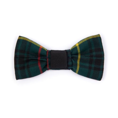 tartan bow tie with red and yellow detailing in the tartan.