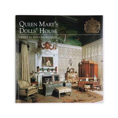 Front cover of Queen Mary's Dolls' House Official Souvenir Guide featuring a photo of an interior room of the Doll's House
