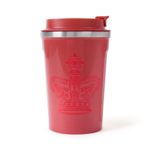 Buckingham Palace red metal reusable cup.