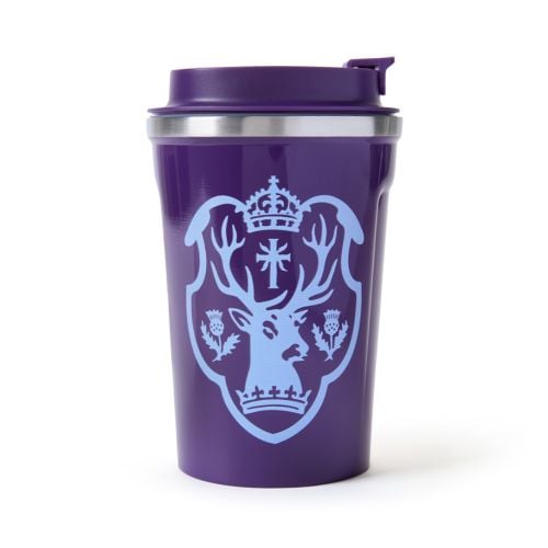 Palace of Holyrood house reusable metal cup in purple.