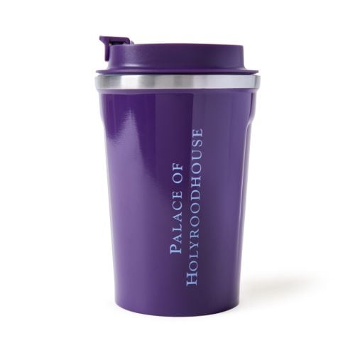 Palace of Holyrood house reusable metal cup in purple.