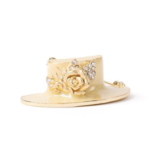 Her life in style pale yellow enamel and crystal hat brooch