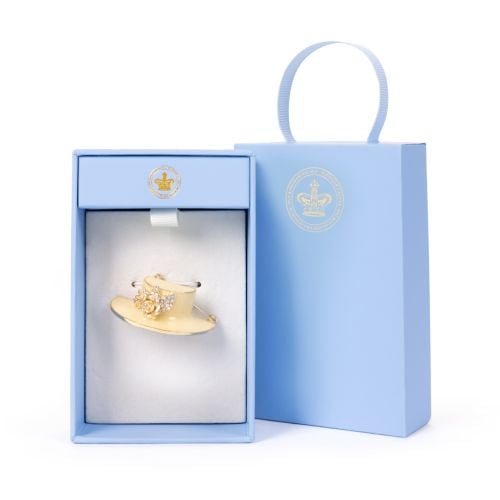 Her life in style pale yellow enamel and crystal hat brooch