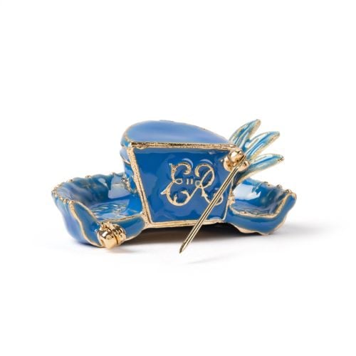 Her life in style blue and gold enamel hat brooch