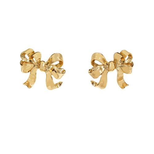 Gold plated bow stud earrings.