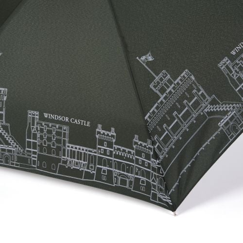 Open Windsor Castle facade umbrella in green.
