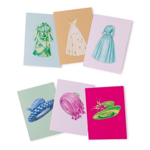 Her life in style pack of six notecards, dress from the exhibition featured on front.