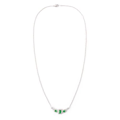 Green emerald crystal cut necklace