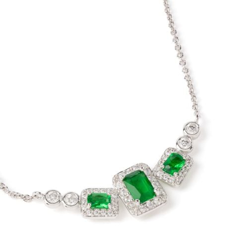 Green emerald crystal cut necklace
