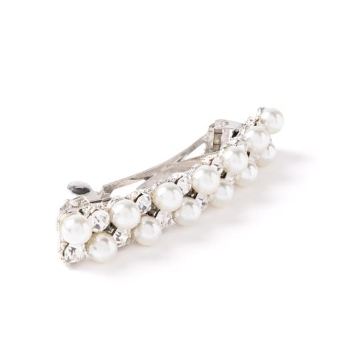 Crystal Pearl Barette with gem and pearl studs.