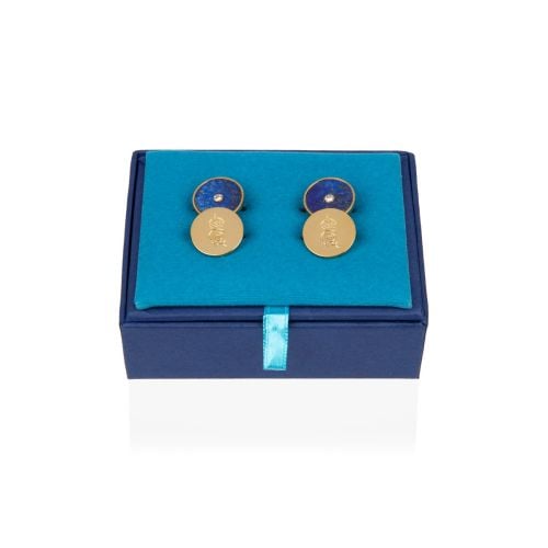 Lapis Lazuli and gold cufflinks in a blue presentation box