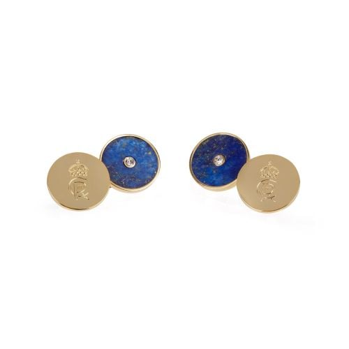 Lapis Lazuli and gold cufflinks in a blue presentation box