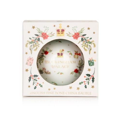 Fine bone china bauble with festive illustrations