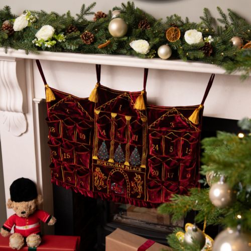 red velvet hanging advent calendar.