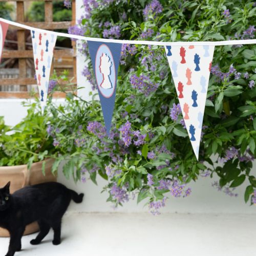 Bunting printed with the silhouette of The Queen