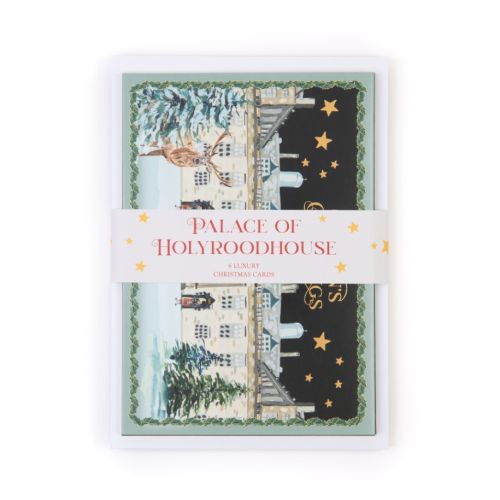 pack of cards depicting the palace of holyroodhouse with white band and yellow stars