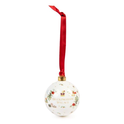 Fine bone china bauble with festive illustrations