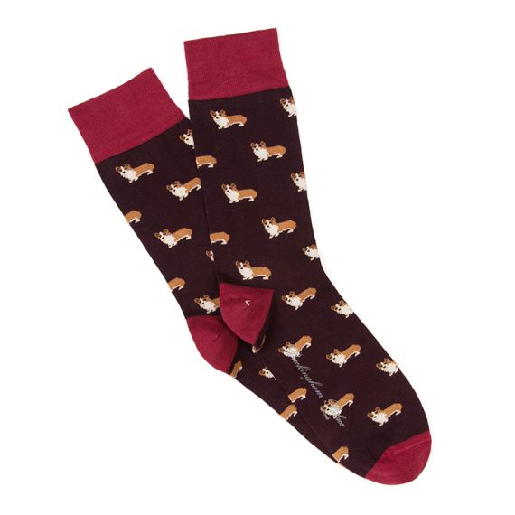 Luxury Socks Corgi Brand Buy Burgundy Corgi Socks from The Buckingham Palace Online Shop