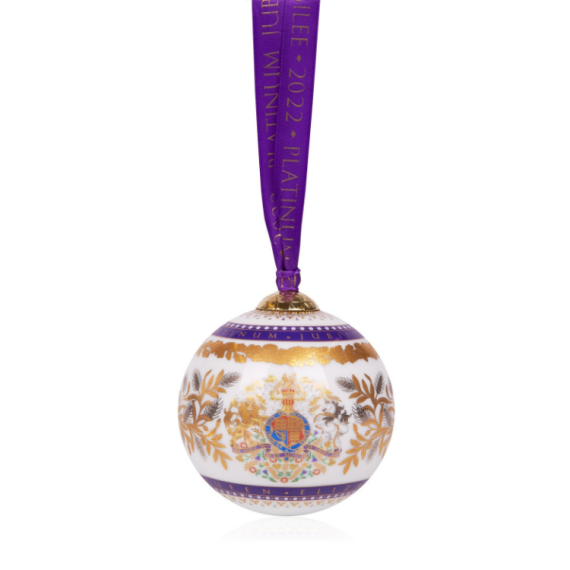 Porcelain bauble featuring coat of arms and gold leaf design