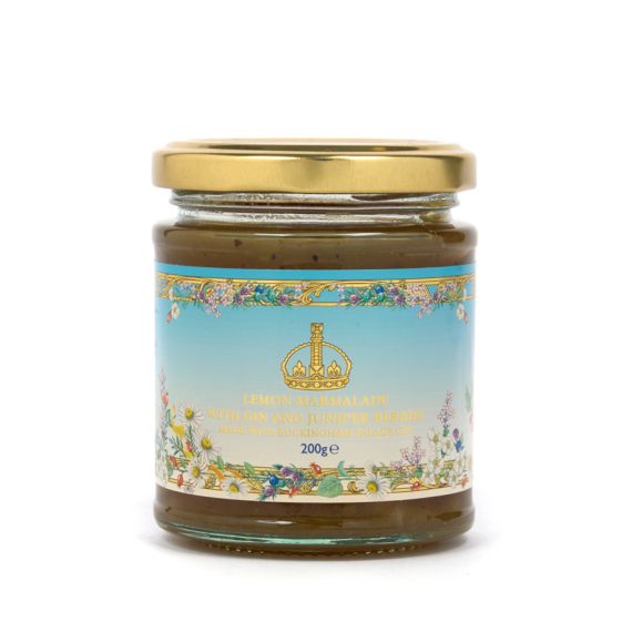 Lemon Marmalade jar with a floral design with crown and gold lid. Lemon Marmalade jar with a floral design with crown and gold lid.