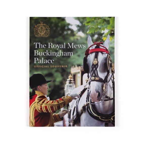 Front cover of Royal Mews Buckingham Palace Souvenir book, featuring horse and groom. 