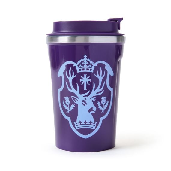 Palace of Holyrood house reusable metal cup in purple.