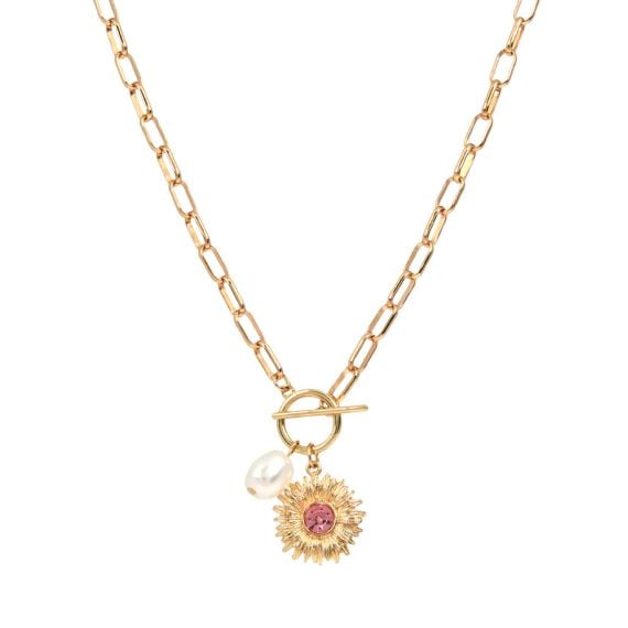East wing sunflower necklace with yellow chain. East wing sunflower necklace with yellow chain.