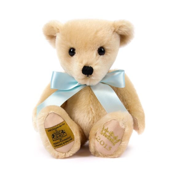 Merrythough Teddy Bear with blue bow with crown and 2013 date detail embroidered on the paw. Merrythough Teddy Bear with blue bow with crown and 2013 date detail embroidered on the paw.