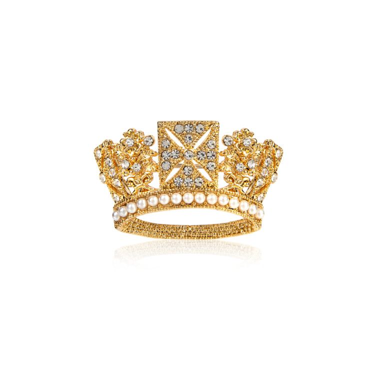 Gold Diadem Crown Brooch