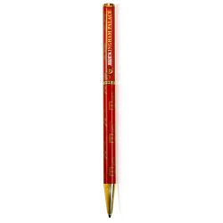 Buckingham Palace red ballpoint metal pen with individual black velvet pouch. The pen features The Queen's title ciphers EIIR surrounding the pen and the words Buckingham Palace written on the clip of the pen.