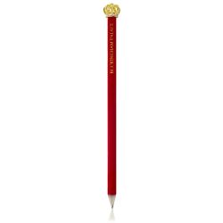 red velvet pencil topped with a gold coloured crown and printed with the words 'Buckingham Palace'