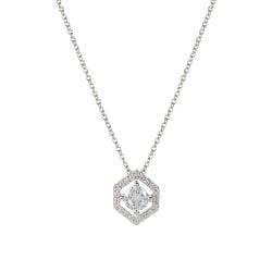 Delicate hexagonal necklace pendant with a crystal at the centre