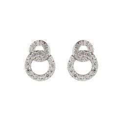 stud earrings of two interlocking circles set with crystals