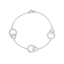 bracelet with intermittent two looped circles on a silver chain