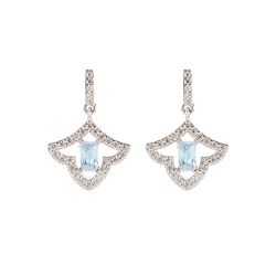 Crystal design drop earrings with a pale blue crystal at the centre