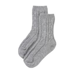 One pair of cable knit silver socks