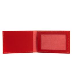 red and gold card holder with a design inspired by the Gilebertus doors at St. George's Chapel, Windsor Castle