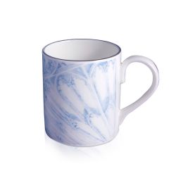 blue and white coffee mug