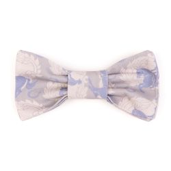 Grey bow tie printed with light blue horses