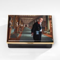 In commemoration of what would have been HRH The Duke of Edinburgh's 100th birthday, Halcyon Days have collaborated with renowned royal portraitist Ralph Heimans to create these exquisite enamel boxes. Brimming with personality and offering a candid glimp
