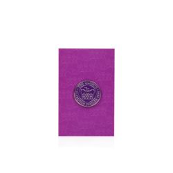 Circular purple pin badge featuring The Queen's Jubilee 2022 emblem on a purple card back.
