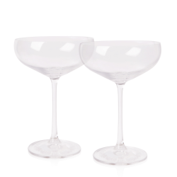 Pair of glass champagne saucers.
