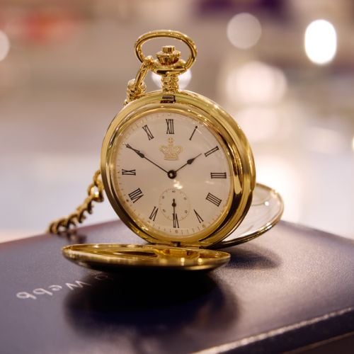 Mappin & Webb Gold East Wing Pocket Watch in box.