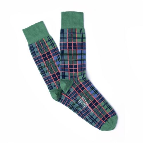 Corgi socks in light Old Stewart Tartan pattern. 