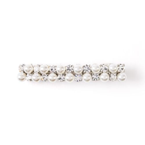 Crystal Pearl Barette with gem and pearl studs. 